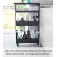 thumbnail image 3 of Yamazaki Home Slim Rolling Wagon, Black, Steel, Supports 44.3 pounds, Handle, Wheels, Minimal Assembly, 3 of 7