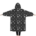 thumbnail image 2 of Oversized Wearable Blanket Hoodie,Black White Gothic Skull Hand Eye Pattern Sherpa Blanket Hoodie with Super Pockets,Super Warm Fuzzy Pullover for Women & Men, 2 of 6