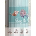 thumbnail image 5 of Summer Shells Sheer Curtains 2 Panels Set Watercolor Bring The Beach Home Sea Nuts Stars Blue Green Sheer Window Curtains Light Filtering Rod Pocket Voile Drapes for Bedroom Living Room 52"x54", 5 of 8
