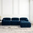 thumbnail image 3 of GZXS Modular L Shaped Couch Modern Sectional Sofa Cloud Couch with Reversible Ottoman Convertible Button Tufted Velvet Couches for Living Room, DIY Combination, Navy Blue, 3 of 10