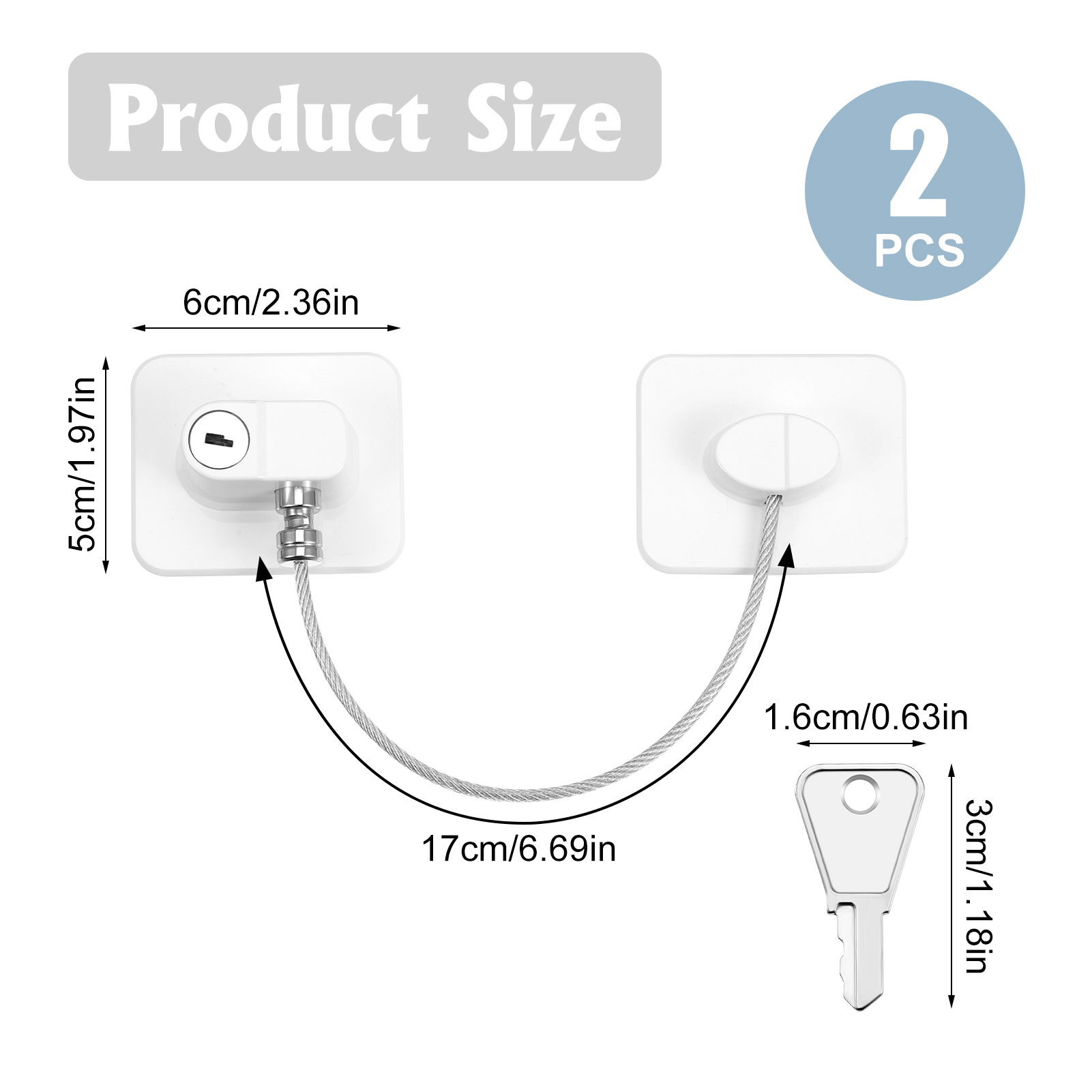 Topekada Cabinet Lock with Keys, 2-Pack photo 2