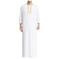 thumbnail image 1 of WEAIXIMIUNG Mens Dress Shirts Long Sleeve Slim Fit Mens Embroidered Robe Arab Hui Solid Color Ribbon Robe Dubai Travel Robe, 1 of 7