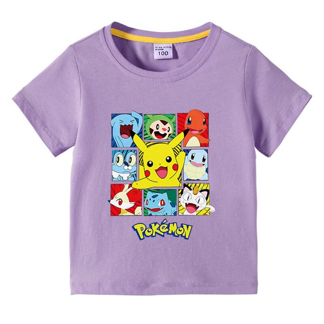 Camisetas de Pokémon para niños y niñas, ropa de manga corta con estampado de dibujos animados de Pikachu, moda de verano qym unisex