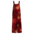 thumbnail image 4 of Women's Casual Loose Jumpsuit with Christmas Print, Burgundy, Size XL, 4 of 4