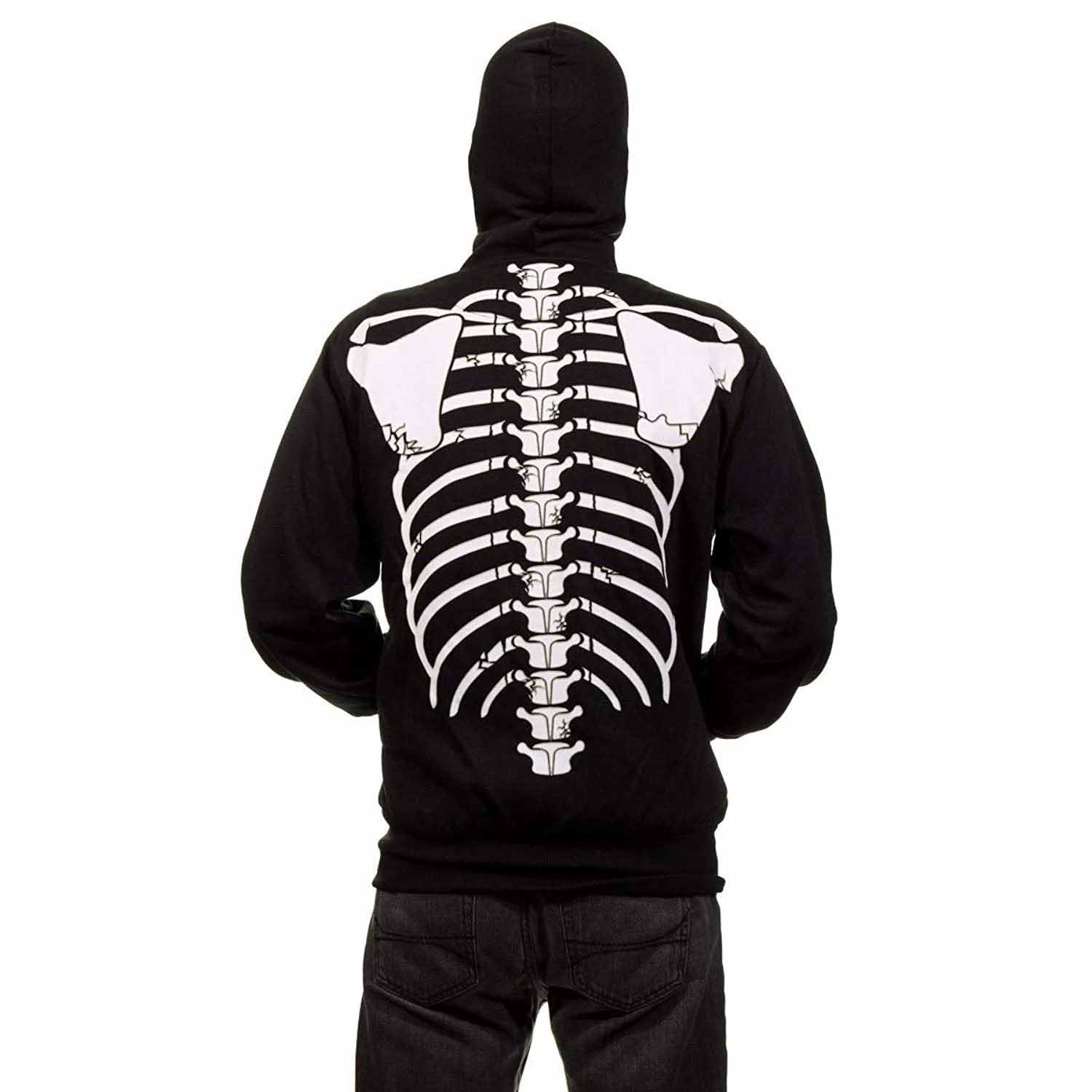 Full-Zip Up Glow in the Dark Skeleton Sweatshirt Hoodie - Walmart.com