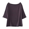thumbnail image 1 of Birdeem T-Shirt Femme Col Rond Couleur Unie Manches Courtes Ample, 1 of 12