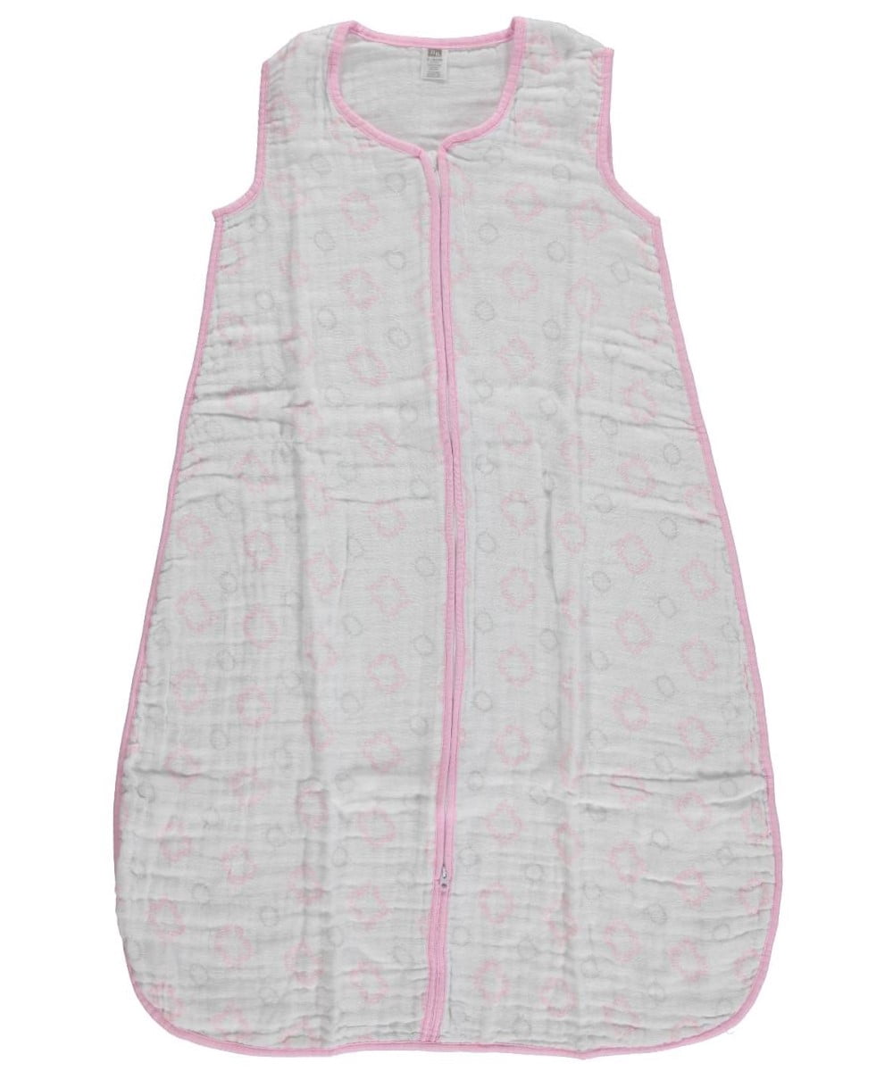 Hudson Baby Infant Girl Muslin Cotton Sleeveless Wearable Sleeping Bag, Sack, Blanket, Damask, 6-12 Months