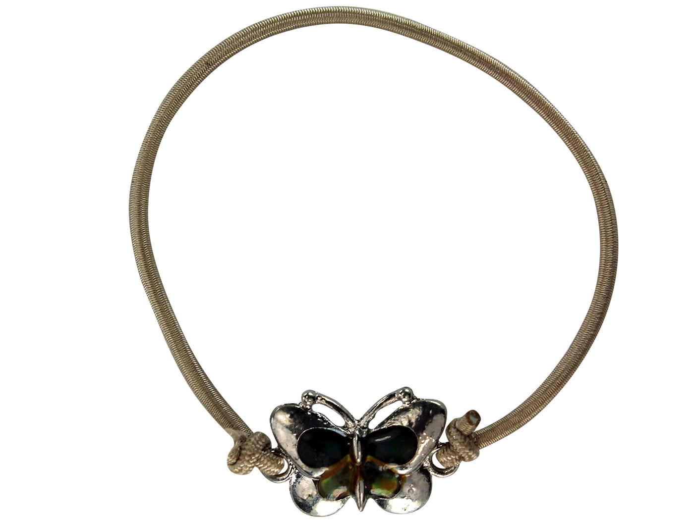 Butterfly Charm Tan Grey Bracelet With Color Changing Mood Butterfly