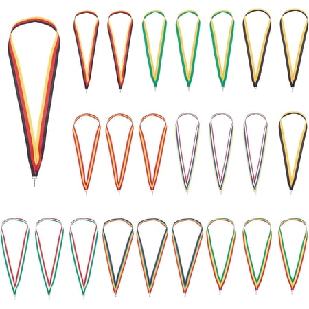 40Pcs Striped Medal Lanyards8 Styles Polyester Award Neck Ribbons Medals Neck Ribbons with Snap Clips