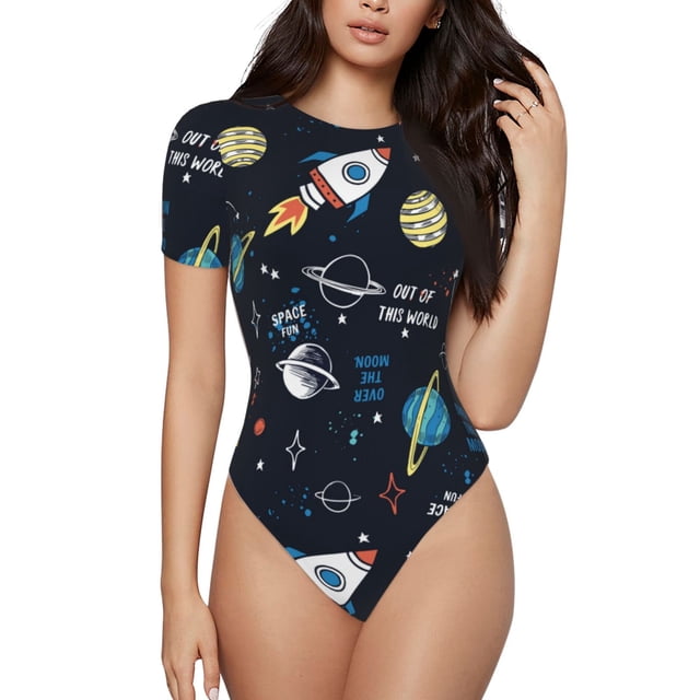 Balery Space Body de cuello redondo de manga corta para mujer Tops de manga corta Tops básicos-XX-Large