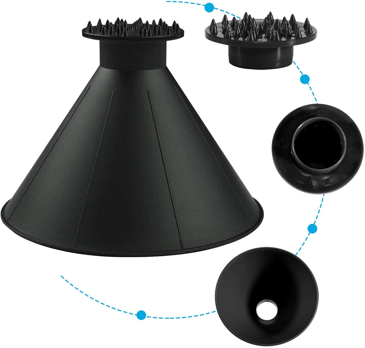 Magical Ice Scrapers for Car Windshield - 2 Pack Cone Magic Car Ice Scraper  with Funnel, Round Snow Scraper for Christmas Gift 