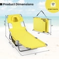 thumbnail image 3 of Gymax 2PCS Tanning ChairFolding Beach Lounge Chair w/5-Position Adjustable Backrest Yellow, 3 of 10