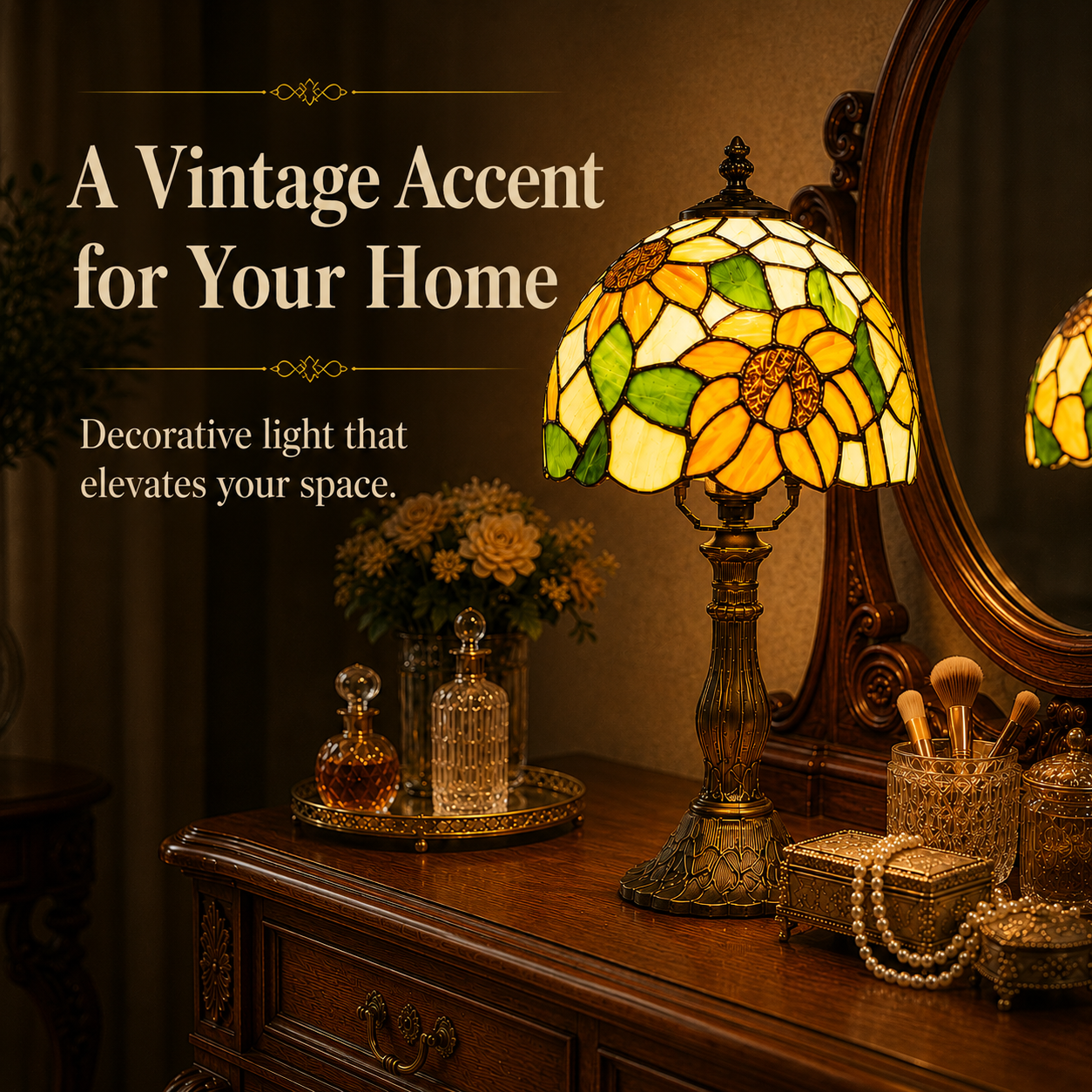 Mehoom Tiffany Style Sunflower Stained Glass Table Lamp photo 7