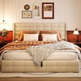 thumbnail image 4 of Lofka King Hydraulic Storage Bed Frame with Premium Upholstered and Lift-up Function for Bedroom Organization, Beige, 4 of 4