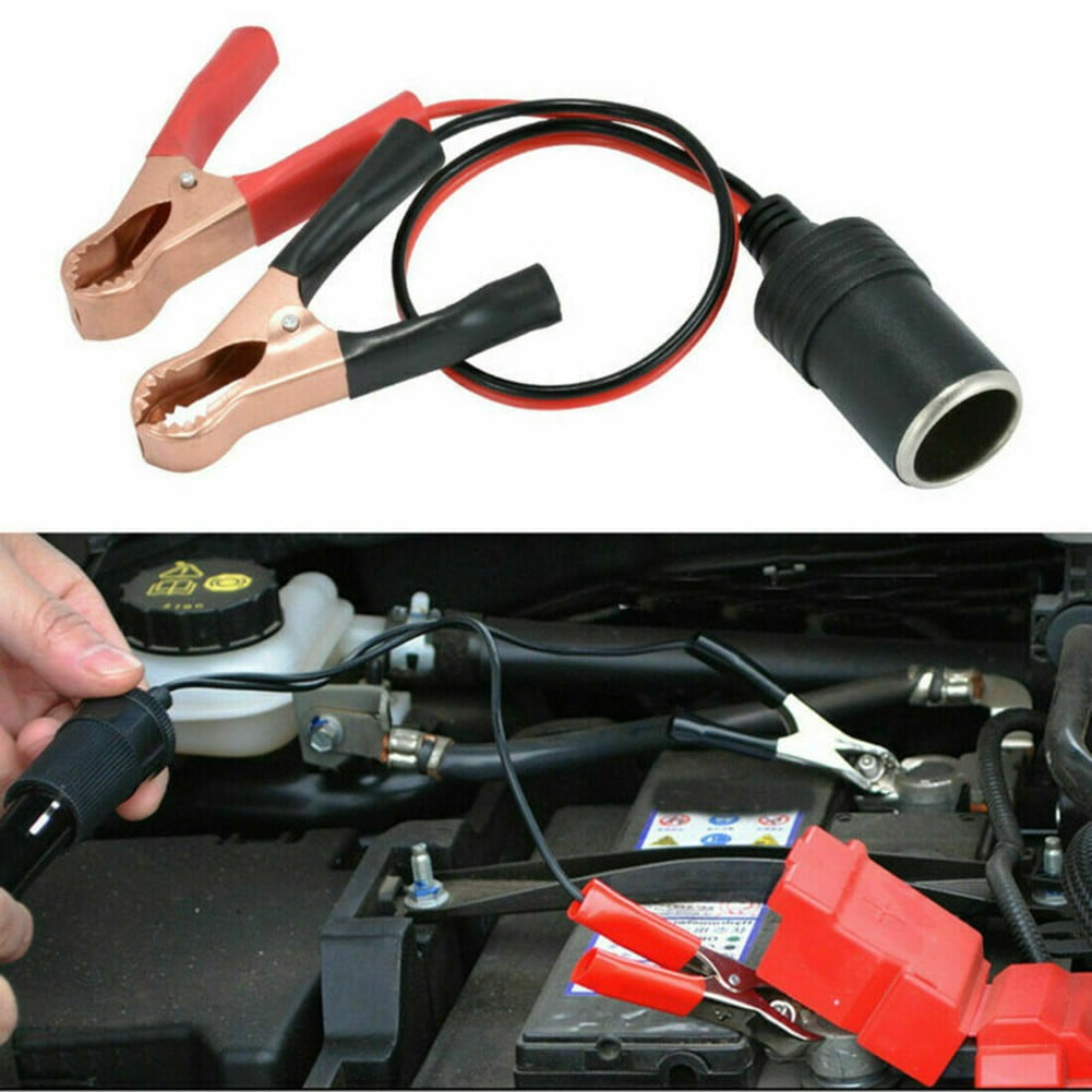 female cigarette lighter to alligator clips 10 FT Socket 12V Battery Clips, Leehitech Car Battery Clamps Extension Cord with 10A 15A 20A Fuse : Automotive Features  Color 12V Power Car Cigarette Lighter