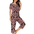 thumbnail image 2 of Levmjia Womens Pajama Set Polyester Short Sleeve Sleepwear Loungewear 2 Piece Outfit Comfortable Soft Casual Summer Nightwear for Women, 2 of 5