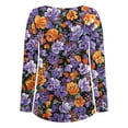 thumbnail image 4 of Women's Floral Tunic Tops, Women Casual Blouse Sexy V Neck Long Sleeve Buttons Up T-Shirts to Hide Belly Flowy Shirt, 4 of 4