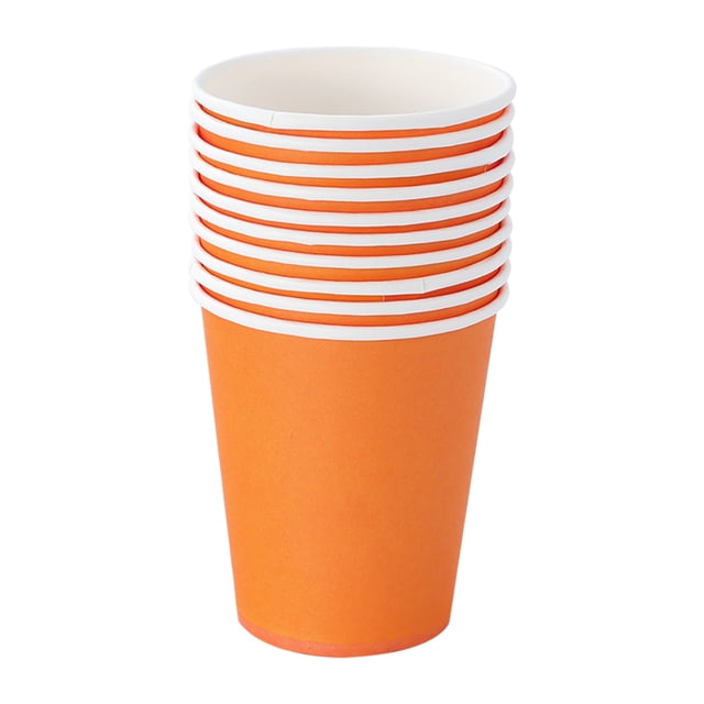 Naiovety 50x vasos desechables no tóxicos, vasos de papel de fiesta de línea suave resistentes a desgarros de calidad alimentaria, vasos para Mostrada naranja