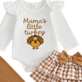 thumbnail image 4 of Gubotare My First Thanksgiving Baby Girl Outfit Turkey Romper Ruffle Layered Shorts Headband Socks Cute Fall Clothes (Brown, 0-3 Months), 4 of 4