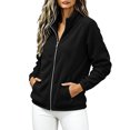 thumbnail image 3 of happyYEE Women's Zip up Sweatshirt Jackets Long Sleeve Fleece Loose Coat Fall Fashion Stand Neck Outerwear with Zip Pockets, 3 of 9