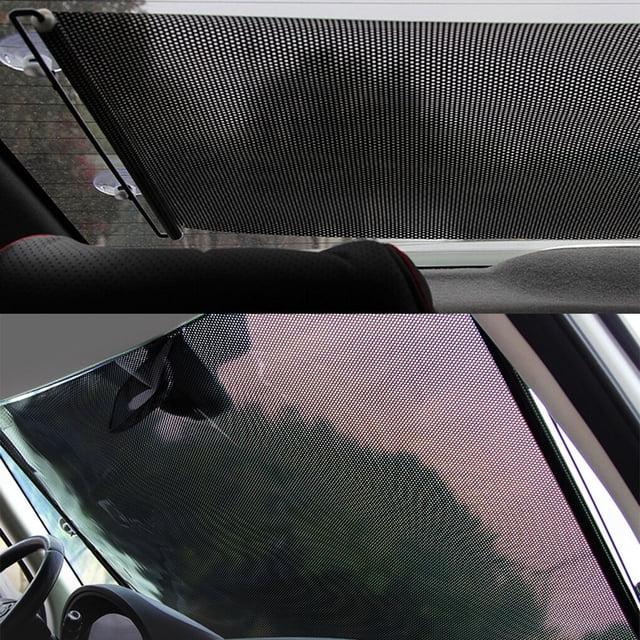 ziyahi 2pcs Car Sunshade Curtain Retractable Front/Back Windshield Sun Block Thermal Insulation Windscreen Cover Windscreen Sunscreen Cars Accessories Gray 40*60