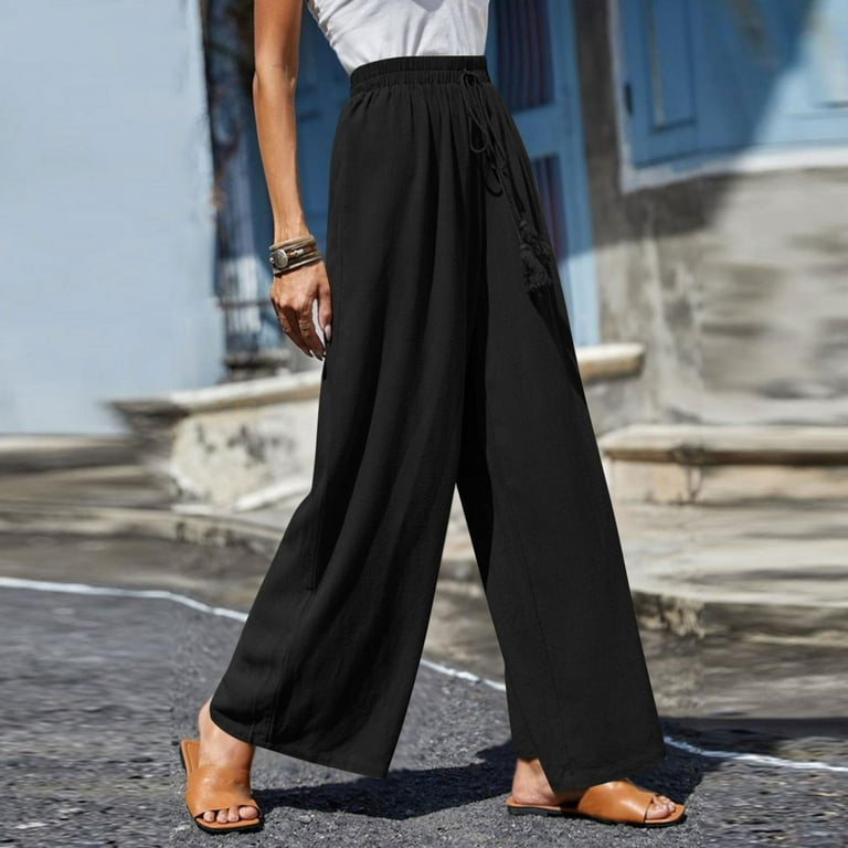 Outfits with black flowy pants online