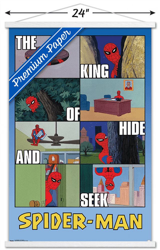 Marvel Comics - Spider-Man - Hide and Seek Wall Poster with Wooden Magnetic Frame, 22.375" x 34"