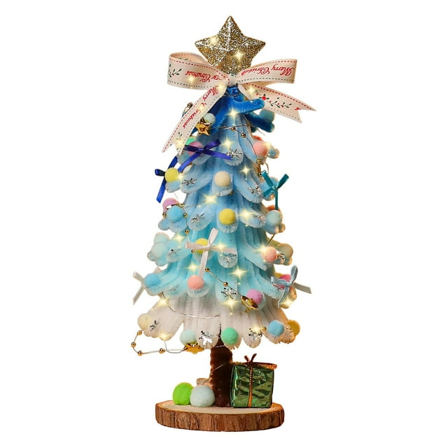 REZUOFI 2 Pcs 2 Pcs Twisted Stick Christmas Tree Decorations with Lights, Festive Flocked Tabletop Ornament for Holiday Home Decor, Merry Christmas Sign