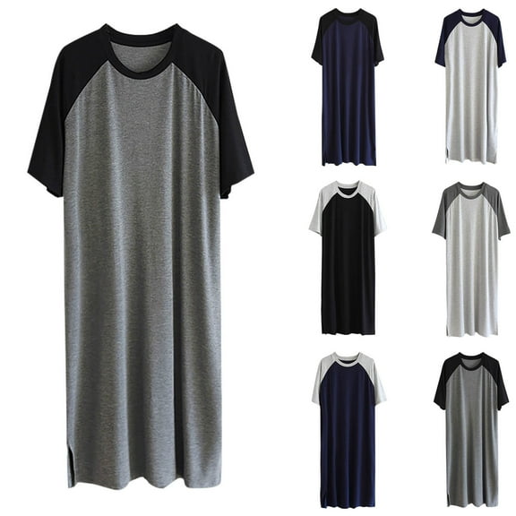 Bovxnpu Men's Nightshirt Short Sleeves Sleep Shirt, Mens Nightshirt Short Sleeve Loungewear Sleep Shirt Mens Sleeping Top