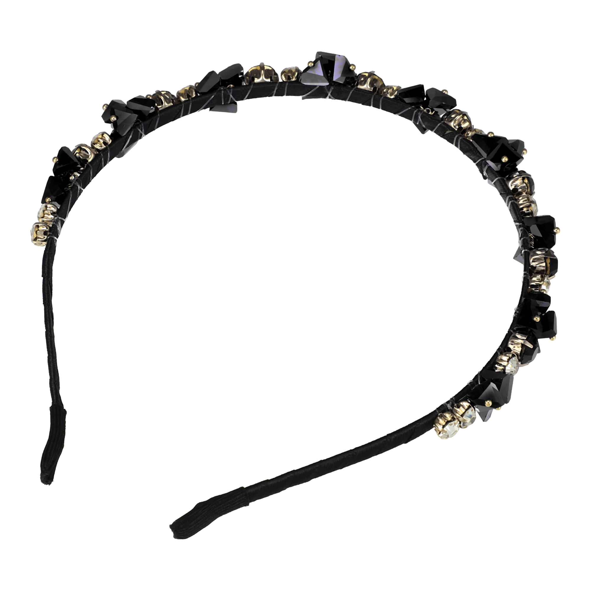Unique Bargains Bling Rhinestone Headband Unspecified Shapes 4.92"x0.59" Black