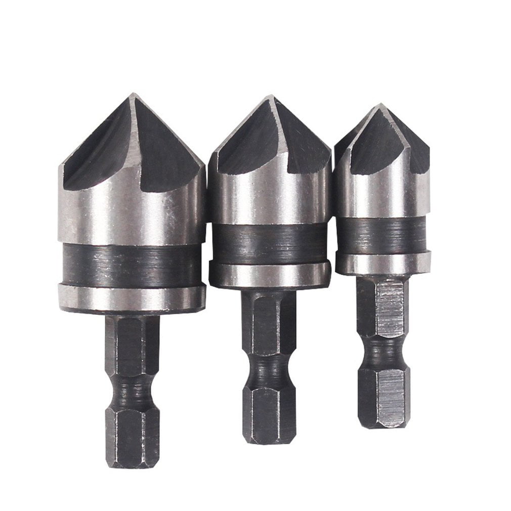16,19mm Countersink Power Drill Bit Bore Cutter Tool Set 3Pcs 1/4" Hex 12 
