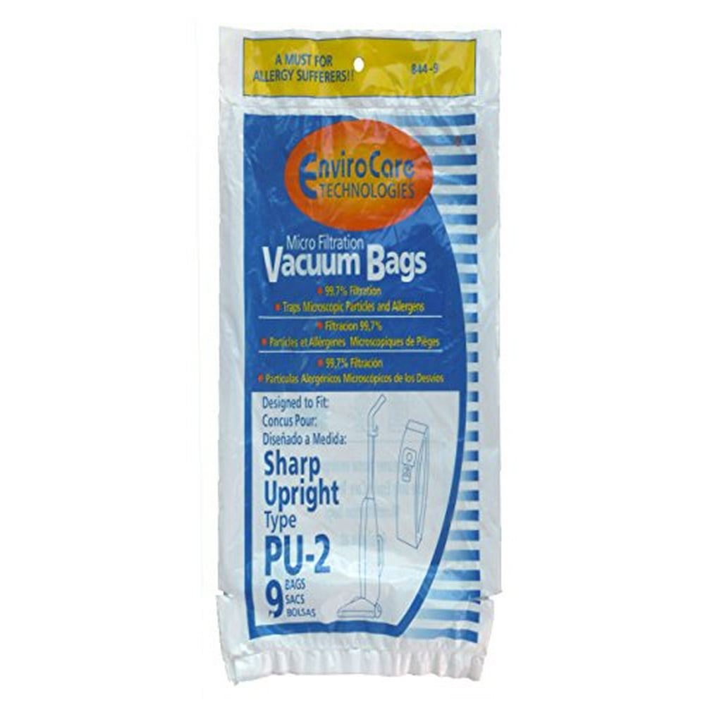 9 Sharp Style PU2 Upright Allergen Vacuum Cleaner Bags EC03PU2