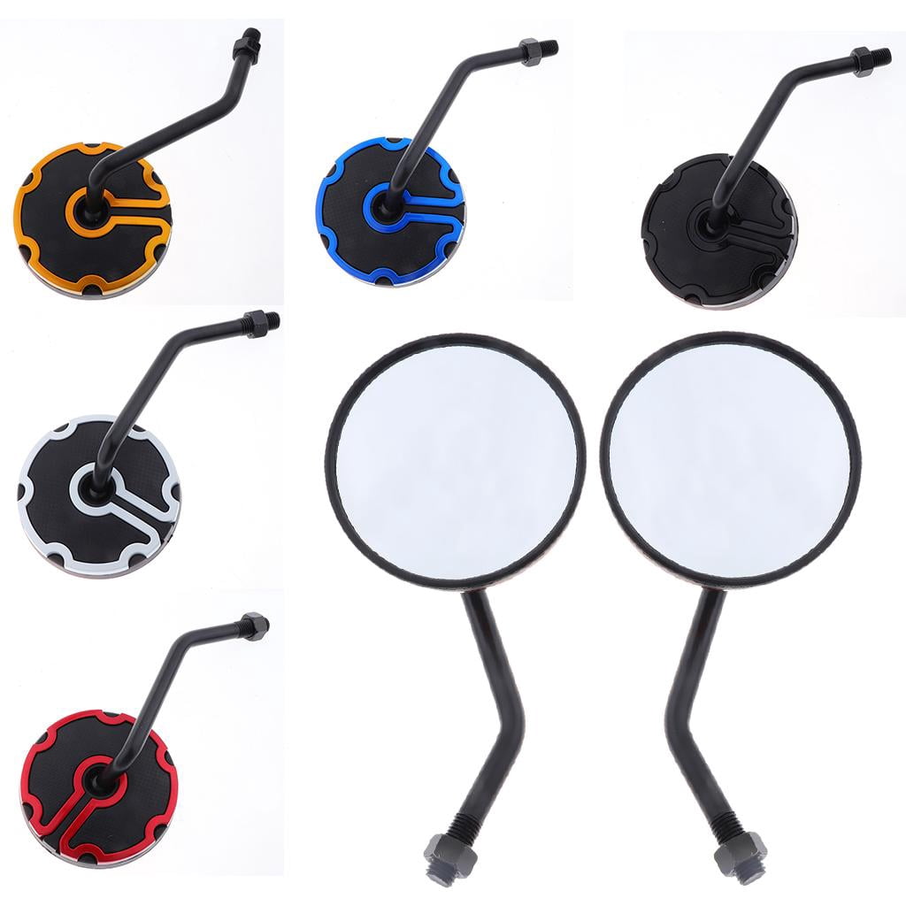1 Pair Universal Motorcycle ATV Moped 10mm Rear View Round Mirror Scooter - Red , as described