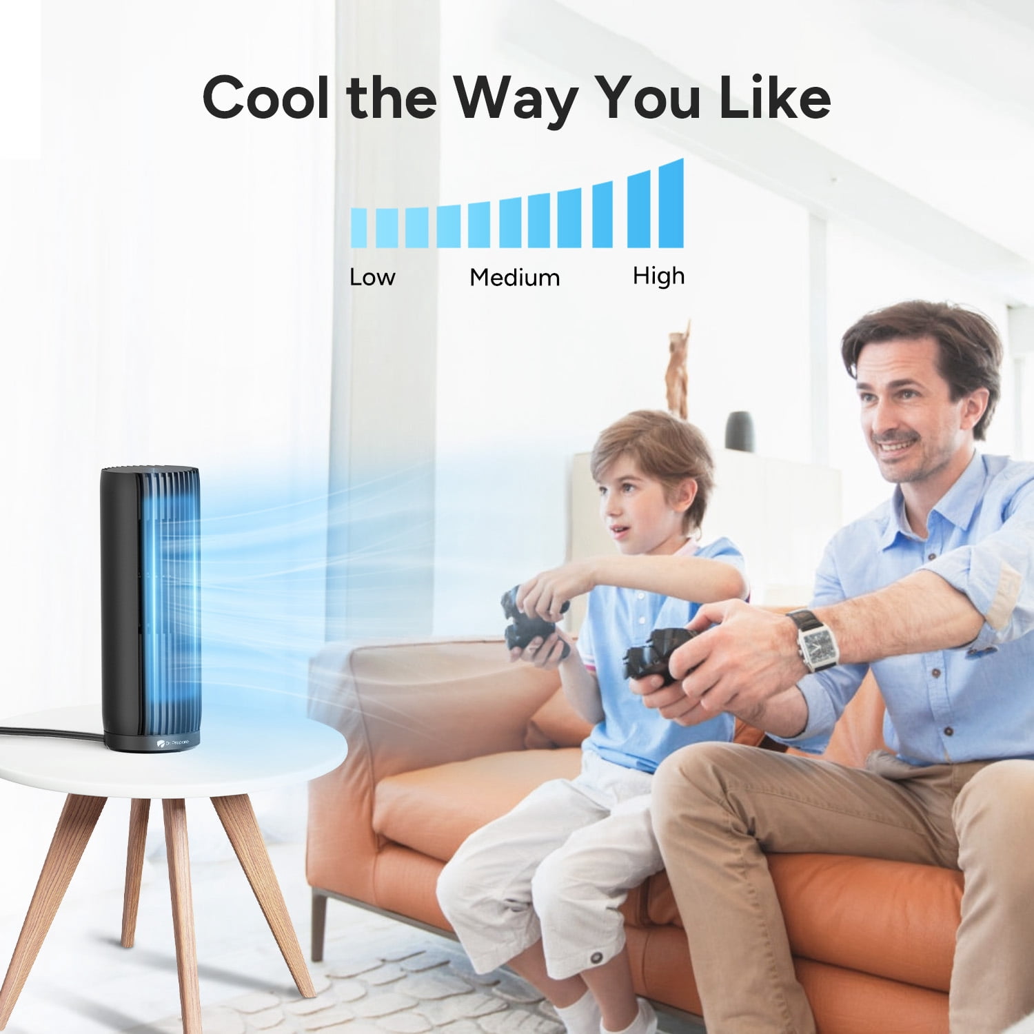 Dr. Prepare 12.7" Bladeless Tower Desk Fan with Remote, Quiet 28 dB Table Fan for Bedroom