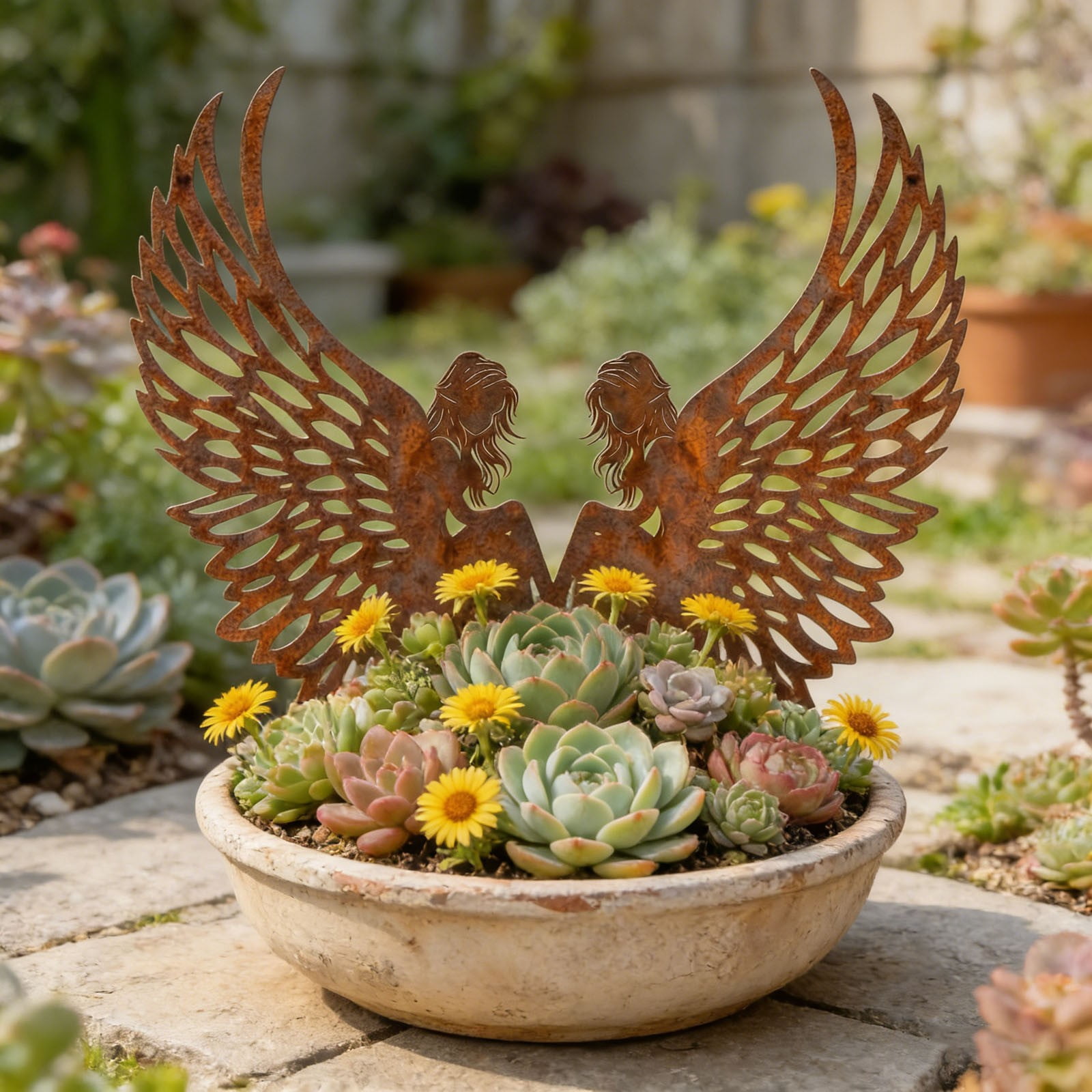 Angel Wings Flowerpot Decoration - Garden Wing Sculpture Planter Outdoor Patio Art With Finish For Yard And Home,Ideal for Gardeners and Homeowners