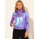 thumbnail image 3 of Chaquede chándal pamujer Chaquemetálide manlarbrillante holográficon cremalleen parte delanteAzul Púrpu3XL, 3 of 7