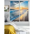 thumbnail image 4 of Sunset Beach Semi Sheer Window Curtains 72 Inches Long, Spray Ocean Waves Sky Nature Scenery Rod Pocket Voile Silky Chiffon Curtain Light Filtering Drapes for Living Room, Kitchen, 52"x72", 2 Panels, 4 of 9