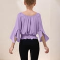 thumbnail image 4 of mgoYE Girls Off The Shoulder Tops Long Sleeve Loose Fit Dress Shirts Blouses(Purple,13-14 Years), 4 of 5