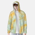 thumbnail image 2 of Daiia Yellow With Teal Marble UPF 50+ Sun Protection Hoodie Jacket Lightweight Long Sleeve Sun Shirt for Women Men with Pocket Hiking Outdoor-Small, 2 of 7