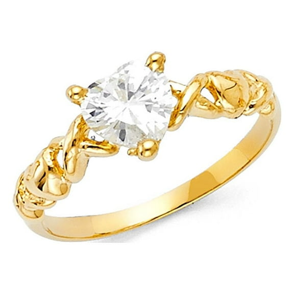 14k Yellow Gold Infinity Heart Ring CZ Love Band Twisted Style Promise Ring Polished Fancy Size 7
