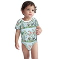 thumbnail image 2 of Xecao Chinoiserie Floral Palm Tree Pattern Baby Climbing Bodysuit Short Sleeve Onesie Unisex 0-12 Months Baby Shirt Newborn Outfits Crotch snap design-3 Months, 2 of 6