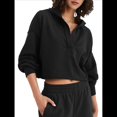 thumbnail image 1 of Sudadera Holgada de Larga para Mujer, de Color Liso, Informal, con Capucha, Estilo Otoño Negro XL, 1 of 8