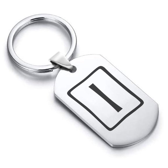 Stainless Steel Elder Futhark Isa Rune Dog Tag Keychain Circle Ring