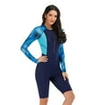 thumbnail image 3 of SWSMCLT Women's Rash Guard One Piece Long Sleeve Bathing Suit Beach Swimming Zip Modest Summer One Piece Swimsuit Blue X-Large, 3 of 4