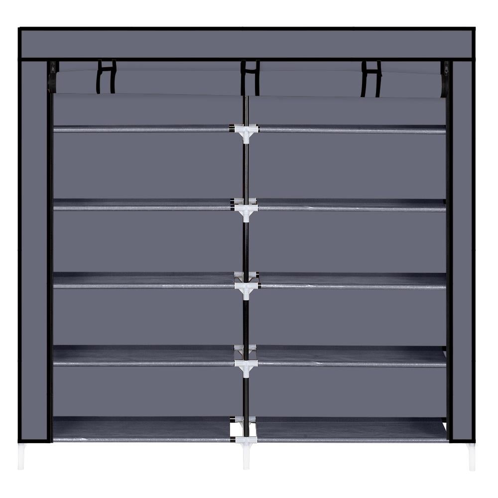 Winado Portable Shoe Cabinet 6 Layers Double Row 12 Grid 110*115*28-Gray