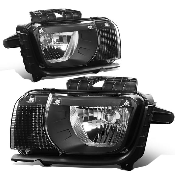DNA Motoring For 10-13 Chevy Camaro OE Style Black Clear Halogen Headlight Lamps Pair