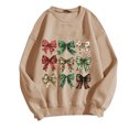 thumbnail image 2 of WXLWZYWL Christmas Bow Sweatshirt for Women Santa Gingerbread Hoodie Shirt Christmas Tree Cake Shirt Gift For Her, 2 of 3