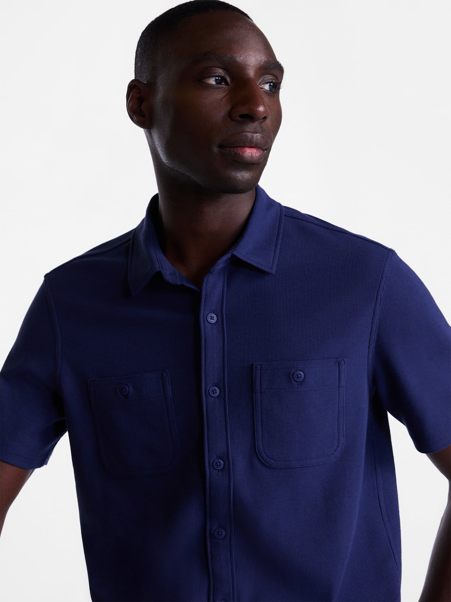 George Men's Waffle Knit Shirt with Short Sleeves, Sizes S-5XB