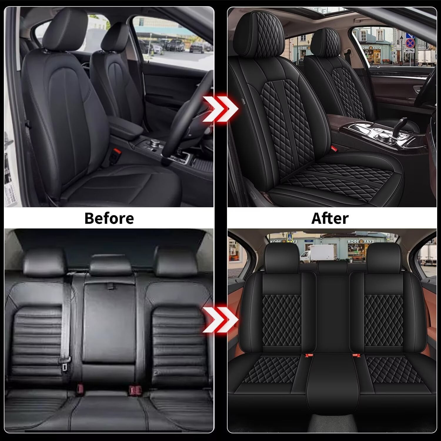 DIKSOAKR Car Seat Covers Full Set Fit for Honda CR-V 2015-2025: 5 Seat Auto Interior Accessories, Faux Leather Waterproof Car Seat Cushions Vehical Cover (Black)