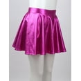 thumbnail image 3 of MSemis Kids Girls Shiny Metallic Stretchy Waist Pleated A Line Skater Skirts Rose 6, 3 of 6